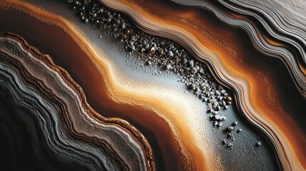 Canvas Print - Abstract swirling lines of brown, tan, and grey with a textured, granular center