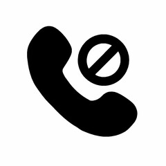 Poster - Simple black icon representing call restriction or do not disturb sign on a white background