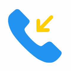 Poster - Incoming call icon illustrating a telephone with an arrow symbol in bright colors