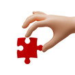 © Sricolor - Hand Holding a Puzzle Piece Minimalist 3D Rendering in a Soft And Smooth Renderer