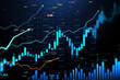 © Who is Danny - Digital forex and stock market chart with upward arrows and glowing data on dark screen background showing financial growth trends. 3D Rendering