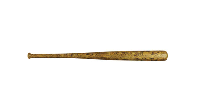 Realistic wooden baseball bat isolated on a white background as a sports accessory design element for abstract game advertising and workout art. 3D Rendering