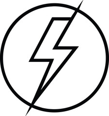 Poster - Simple black lightning bolt symbol inside a circle icon