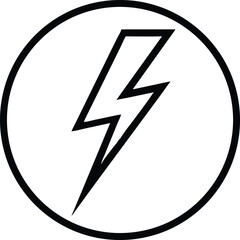 Poster - Simple black lightning bolt symbol inside a black circle on a white background