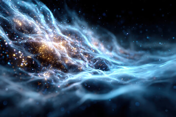 Poster - Cosmic swirling patterns of light and energy in a dark background