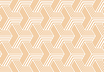 Leinwandbilder - Abstract geometric pattern with stripes, lines. Seamless vector background. White and golden ornament. Simple lattice graphic design
