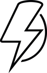 Poster - Abstract black lightning bolt symbol with a curved line on white background