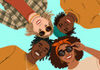 © Westend61 - Illustration of friends looking down with sunglasses and smiling
