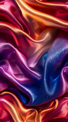 Aufkleber - Colorful abstract fabric with galaxy-inspired patterns flowing smoothly in vibrant hues and textures