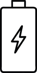 Poster - Simple black outline of a battery icon with a lightning bolt symbolizing power