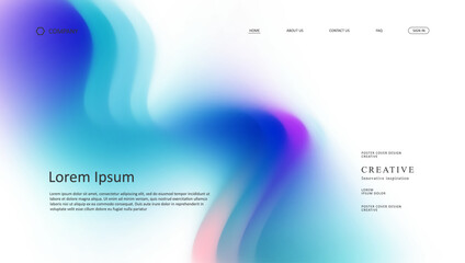 Fototapete - Abstract wave futuristic design of landing page. retro gradient mesh website design	