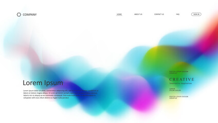 Fototapete - Abstract wave futuristic design of landing page. retro gradient mesh website design	