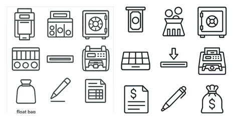 Poster - The image is a collection of various objects and symbols, including a pen, a calculator, a money bag, and a bank. Scene is one of financial transactions and organization