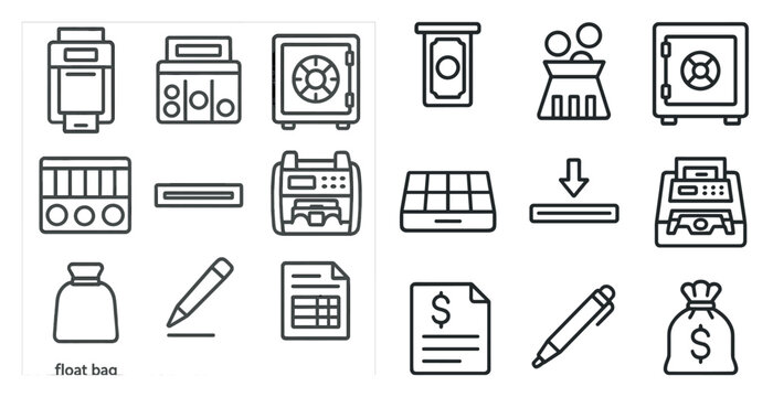 The image is a collection of various objects and symbols, including a pen, a calculator, a money bag, and a bank. Scene is one of financial transactions and organization