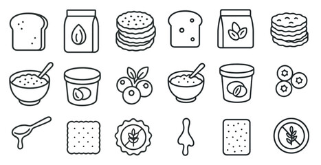 Fototapete - Collection of food items including bread, crackers, and bowls. Concept of variety and abundance
