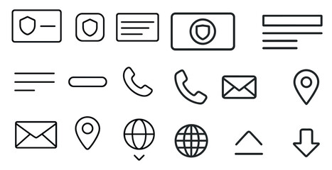 Aufkleber - Set of icons for a business card, phone, email, and other business-related items