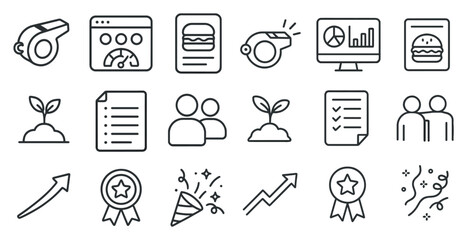 Poster - Set of icons that include a stopwatch, a person holding a clipboard, a person holding a whistle, a person holding a sandwich, a person holding a clipboard, a person holding a clipboard, a person hol