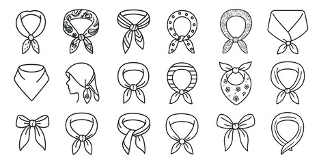 Poster - Collection of different types of neckties. The ties are all white and are arranged in a grid