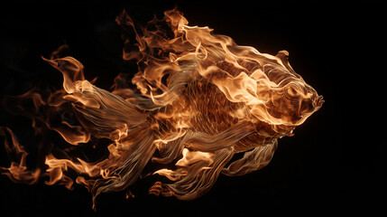 Wall Mural - Close-up of a flame resembling a fish swimming upward