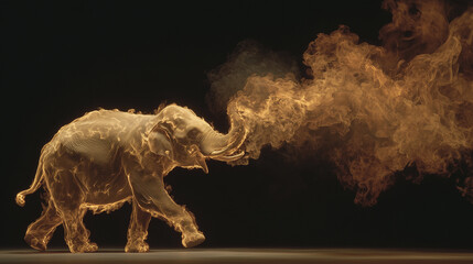 Wall Mural - A dancing flame resembling an elephant with its trunk raised