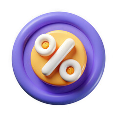 Poster - 3d rendered percentage symbol with rounded edges isolated on transparent background