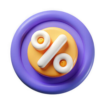 3d rendered percentage symbol with rounded edges isolated on transparent background