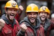 © Mrammon - Three men in yellow hard hats are smiling and cheering
