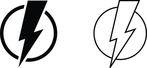 Poster - Stylized lightning bolt symbols in contrasting black and white design representing energy and power