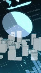 Leinwandbilder - Graphs and virtual buildings in a city