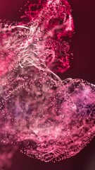 Poster - Animation of pink and red particles moving with bokeh lights on black background
