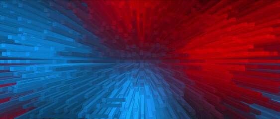 Abstract Extruded Blocks Red Blue Digital Background Loop