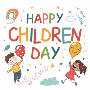 happy children day written white background