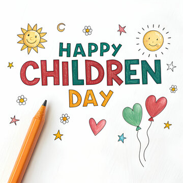 happy children day written white background