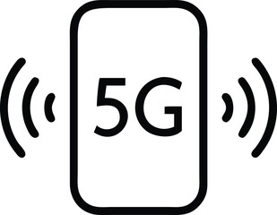Poster - Smartphone displaying the 5g symbol with radiating signal waves