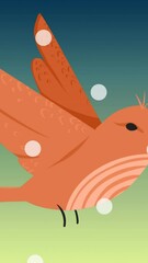 Poster - Animation of white spots over bird icon on green background