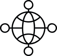 Poster - Abstract globe network connection with four outer nodes icon