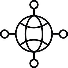 Poster - Global network connection icon with radiating points and a central globe
