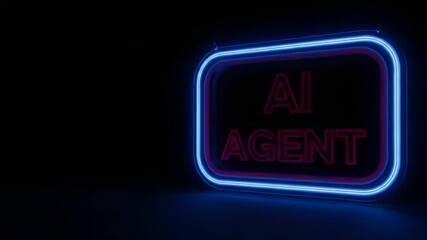 Poster - Ai agent neon sign glowing in the dark background