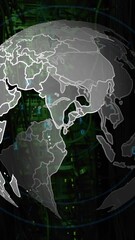Poster - Animation of globes and numbers on black background