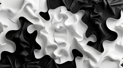 Poster - Abstract black and white pattern with wavy lines and gradient flow, modern dynamic aesthetic background