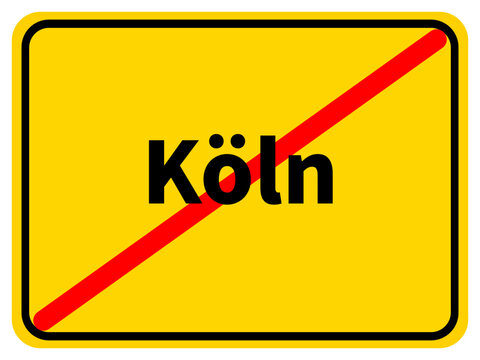 Illustration of a city exit sign for the city of Köln (Cologne)	