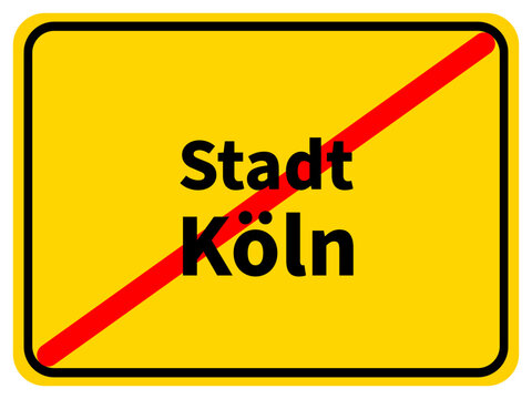 Illustration of a city exit sign for the city of Köln (Cologne)