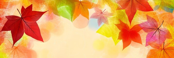 Poster - Vibrant Autumn Leaves Bokeh Background with a Colorful Nature Frame for Seasonal Illustrations