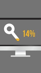 Poster - Animation of reading glass icon and percent over computer