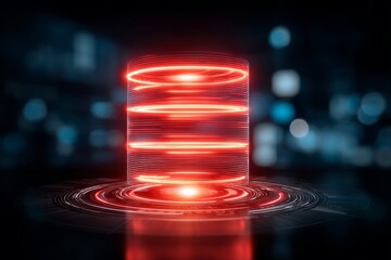 Poster - Futuristic Database Icon, Cyber Technology Concept Representing Advanced Data Storage and Processing