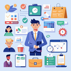 Poster - Business professionals with planning and analytics tools