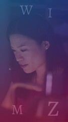 Poster - Animation of data processing over businesswoman working in office