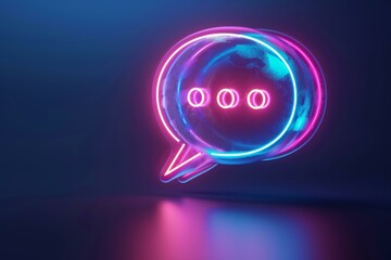 Fototapete - Glowing neon speech bubble symbolizes global communication in digital age