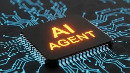 Poster - Close up of ai agent chip on a circuit board design