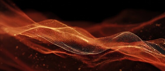 Fototapete - Glowing digital terrain of particles and lines forming data-driven wave structure with ambient backlight, ideal for tech innovation and virtual reality CGI artwork.